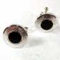 Silvertone & Black Cufflinks By D w Fleur De Lis In Center 32616