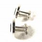 Silvertone & Black Cufflinks By D w Fleur De Lis In Center 32616
