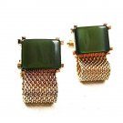 Vintage 1970's Goldtone Green Wrap Around Cufflinks By SWANK 12917