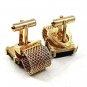 Vintage 1970's Goldtone Green Wrap Around Cufflinks By SWANK 12917