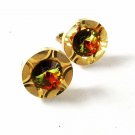1970's Goldtone & Sparkly Watermelon Rhinestone Cufflinks Unbranded 41216