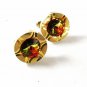 1970's Goldtone & Sparkly Watermelon Rhinestone Cufflinks Unbranded 41216
