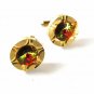 1970's Goldtone & Sparkly Watermelon Rhinestone Cufflinks Unbranded 41216