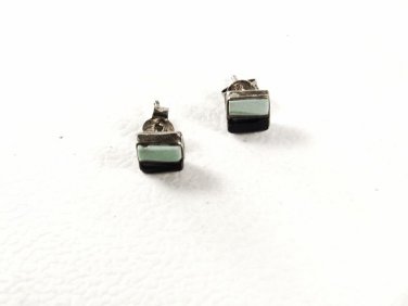 Native American Sterling Silver Turquoise Lapis Pierced Earrings Unbranded 53016