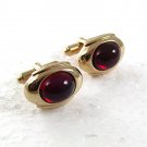 Vintage Goldtone & Red Cufflinks By HICKOK USA 71217