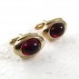 Vintage Goldtone & Red Cufflinks By HICKOK USA 71217