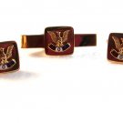 Vintage Gold Tone Enameled FOE Fraternal Order Elks Cufflinks & Tie Clasp