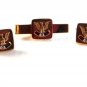 Vintage Gold Tone Enameled FOE Fraternal Order Elks Cufflinks & Tie Clasp
