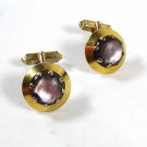 Vintage Gold Tone & Gray / Purplish Cufflinks Unbranded 52016