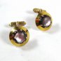 Vintage Gold Tone & Gray / Purplish Cufflinks Unbranded 52016
