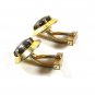 Vintage Gold Tone & Gray / Purplish Cufflinks Unbranded 52016
