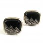 Vintage Silvertone Black Marcasites Cufflinks 101717
