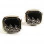 Vintage Silvertone Black Marcasites Cufflinks 101717