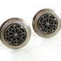 Vintage Silvertone Black Pinwheel Cufflinks 71717