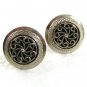 Vintage Silvertone Black Pinwheel Cufflinks 71717