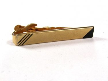1960's Silver Tone & Black Tie Clasp by SWANK.111715