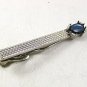 Vintage Silvertone & Blue Tie Clasp By SWANK 121317