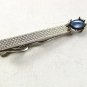 Vintage Silvertone & Blue Tie Clasp By SWANK 121317