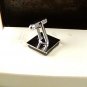 Vintage Hand Engraved Silvertone Cufflinks & Tie Clasp In Box By ANSON 61217
