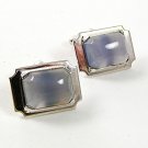 Vintage Silvertone & Agate Crystal Cufflinks 31817