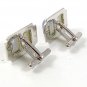 Vintage Silvertone & Agate Crystal Cufflinks 31817