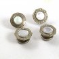 Art Deco Silvertone Mother of Pearl Snap Link Cufflinks By COBSLINK 4517