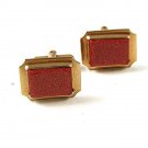 Vintage Gold Tone & Gold Stone Cufflinks 111716