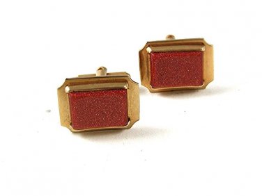 Vintage Gold Tone & Gold Stone Cufflinks 111716