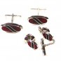 Silver Tone Blue Black Cufflinks & Tie Tacs by Sarah Coventry 11615