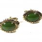 1950's - 1970's Goldtone & Light Green Oval Cufflinks Unbranded 93015