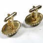 1950's - 1970's Goldtone & Light Green Oval Cufflinks Unbranded 93015