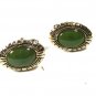 1950's - 1970's Goldtone & Light Green Oval Cufflinks Unbranded 93015