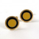 Gold Tone Yellow & Black Cufflinks 111216