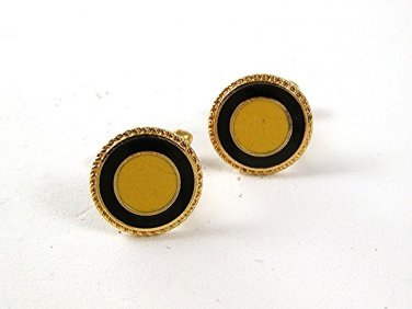 Gold Tone Yellow & Black Cufflinks 111216