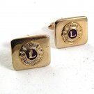 Vintage Goldtone & Black Lions International Cufflinks 81617