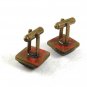 Vintage Brown & Brassy Cufflinks 10917