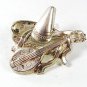 Vintage Sterling Silver Sombero Guitar Brooch By SB 81516