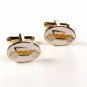 Gold Tone White Yellow Black Motor Car Cufflinks by DANTE 111315