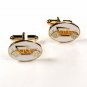 Gold Tone White Yellow Black Motor Car Cufflinks by DANTE 111315