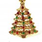 Vintage Goldtone & Rhinestones Christmas Tree Brooch By GERRY'S 6917