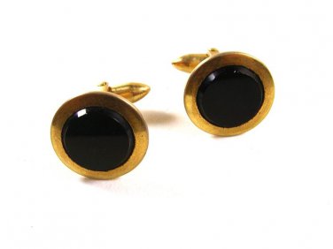 Gold Tone & Black Cufflinks Unbranded Pat. 2149132 12315