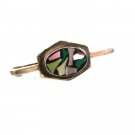 Sterling Silver Inlaid Green Black Mother of Pearl Tie Clasp By PRAE ?? 51916