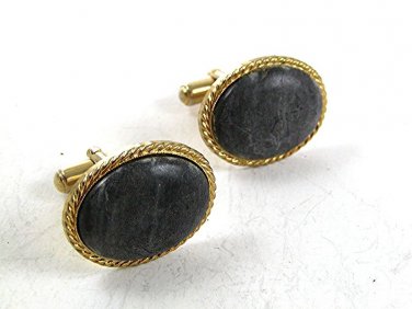 1970's Gold Tone & Gray Cufflinks 12617