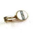 Vintage Goldtone Mother of Pearl Abalone Tie Clasp 72717