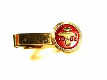 Vintage Silvertone & Red TEMPCO Tie Clasp by Robbins Co 81115