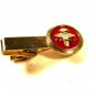 Vintage Silvertone & Red TEMPCO Tie Clasp by Robbins Co 81115
