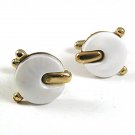 Vintage Goldtone & White Cufflinks 10417
