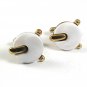 Vintage Goldtone & White Cufflinks 10417