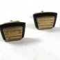 Vintage Gold Tone & Black Monogrammable Cufflinks By ANSON 52116