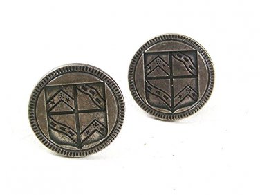 Vintage Silvertone Shield Cufflinks By SWANK 51917